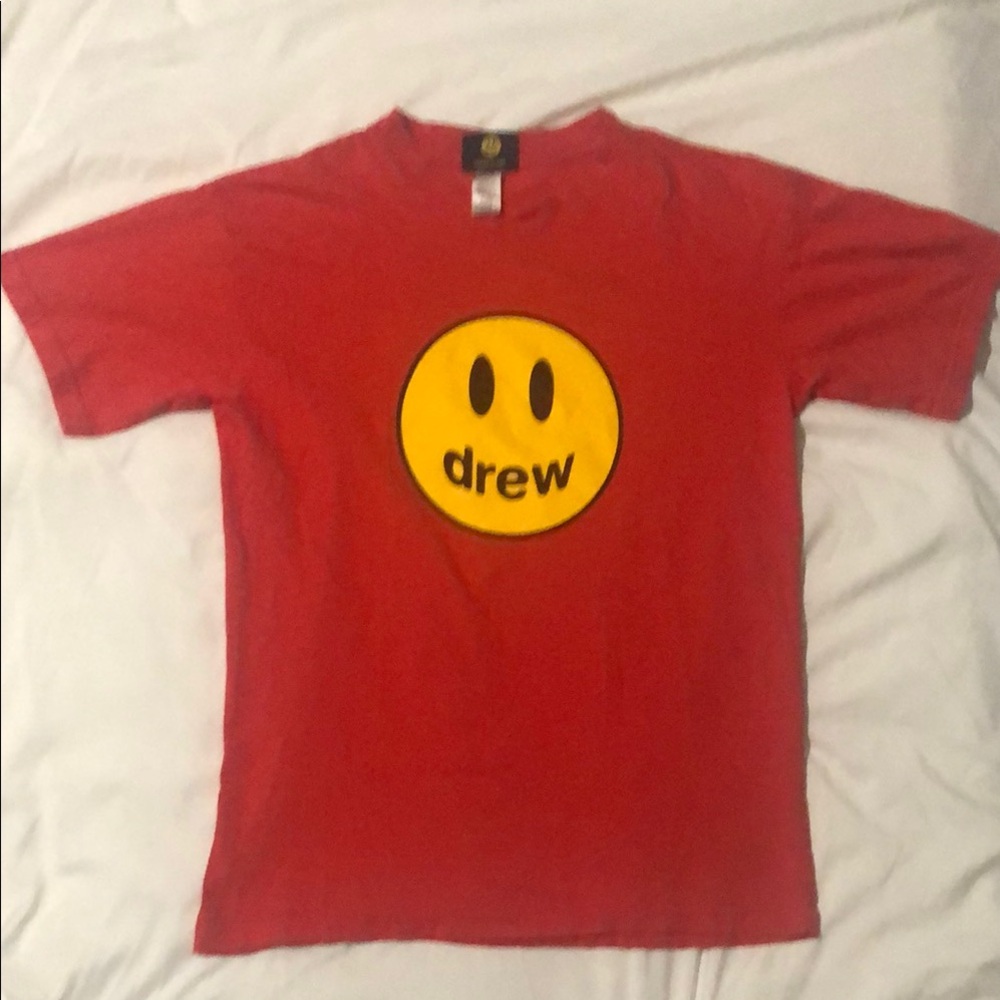 drew house Red Short Sleeve Tee with Signature Smiley Face M